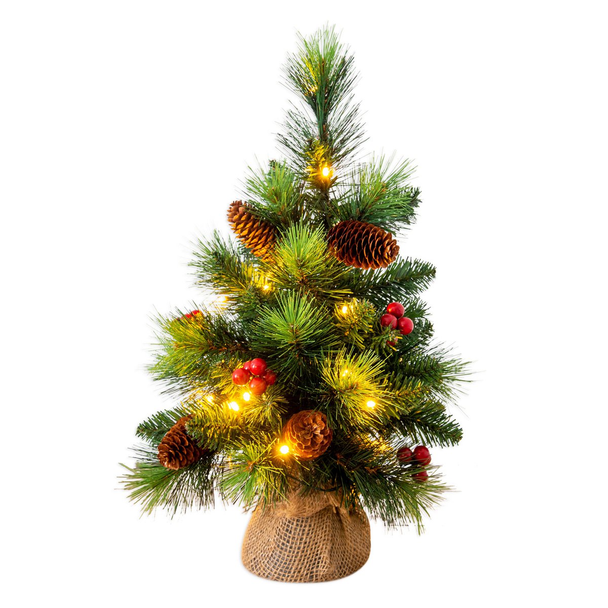 LED-Weihnachtsbaum mit Beeren und Tannenzapfen - h: 45cm