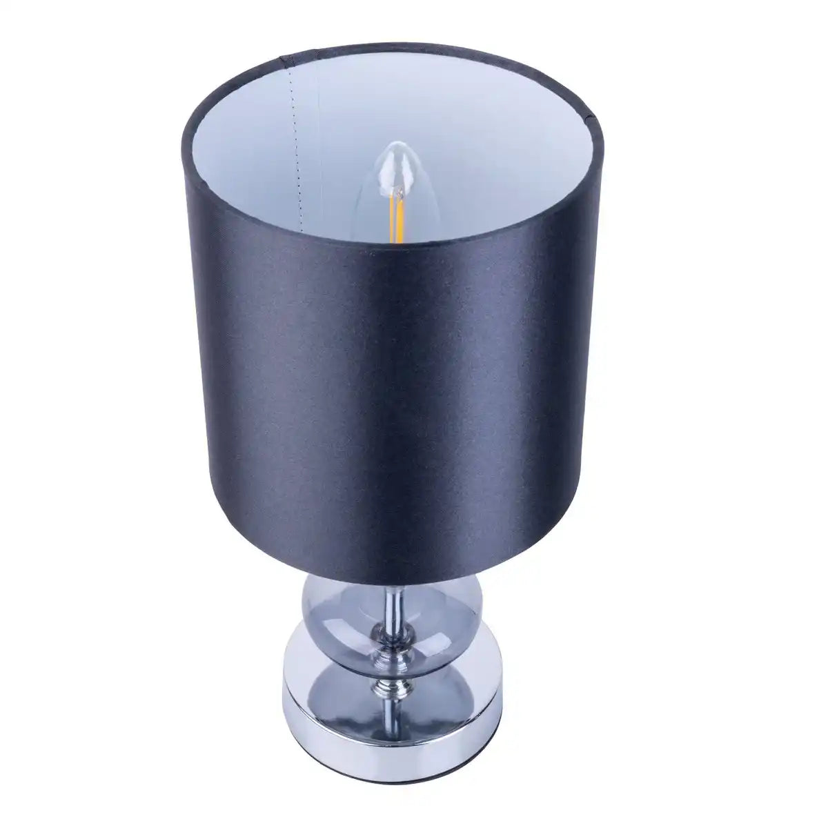 Stoff, Tischleuchte "MALI", Tischleuchte, Textil in Schwarz,, mit E14-Fassung, für Esszimmer, Wohnzimmer, Diele oder Büro, Tischlampe für Wohnzimmer oder Esszimmer, Nachttischlampe 28,5 cm hoch