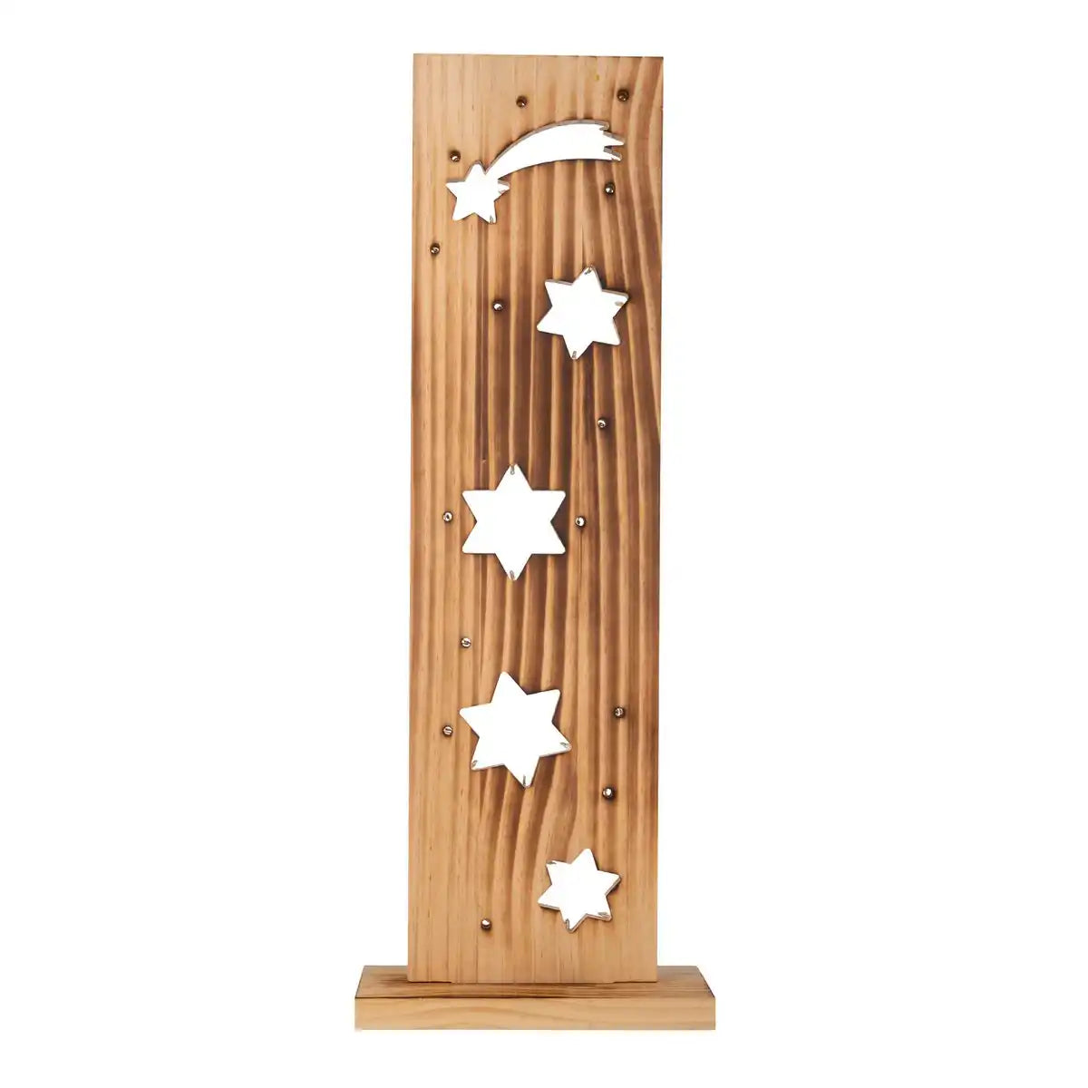 LED-Holz-Dekoleuchte "STERNE", aus naturbelassenem Holz mit festverbauten LEDs, Weihnachtsdekoration für Außen