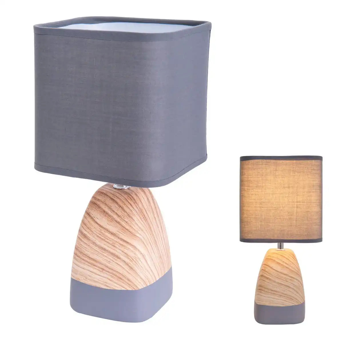 Keramiktischleuchte "CREMONA" aus Keramik in braun/grau mit E14 Fassung, Tischlampe für Wohnräume 31 cm hoch