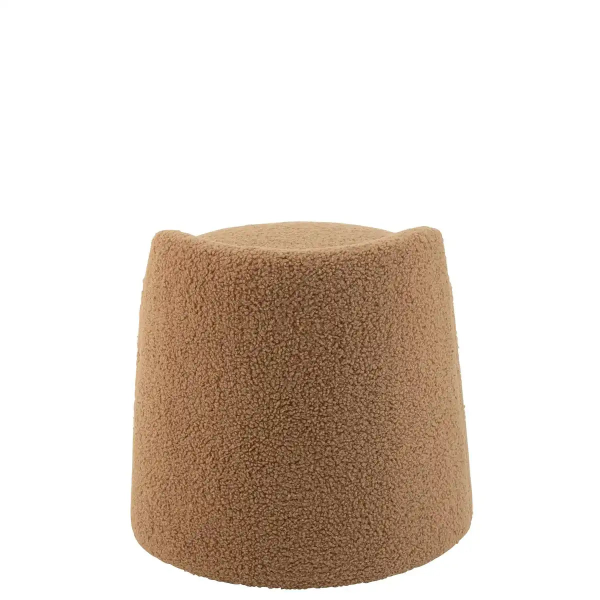 Teddy Pouf mit Bouclé-Rückenlehne – Textil – Kamel