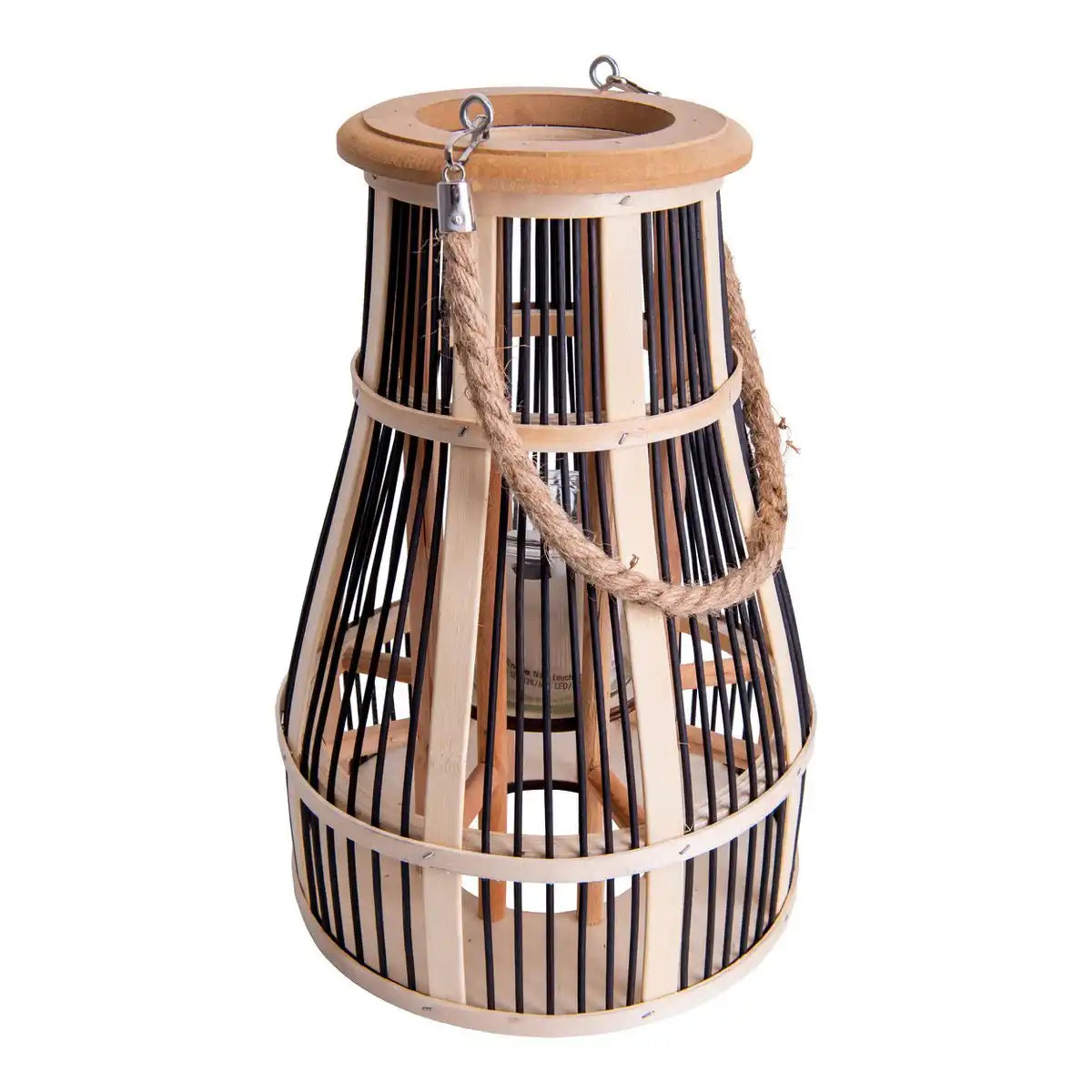 Dekoleuchte "Korbinian" inklusive Solar-LED-Kerze für Garten und Balkon, aus Rattan in natur, Solar Lampe Höhe 35 cm