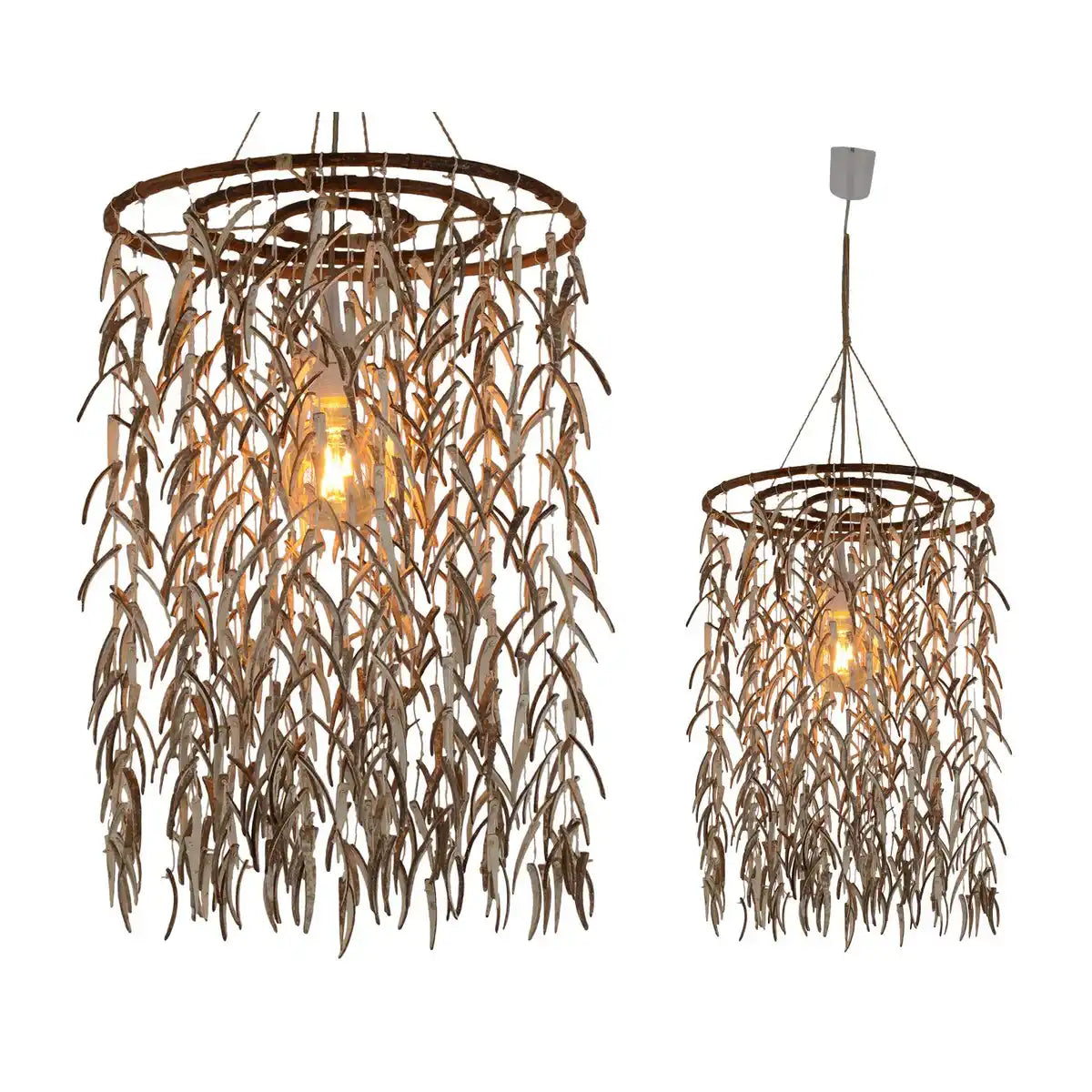Pendelleuchte "KOKOS" Ø 40 cm, aus Holz und Kokosschalen, beige/braun, E27-Fassung, Beleuchtung für Wohnzimmer, Esszimmer oder Wintergarten.