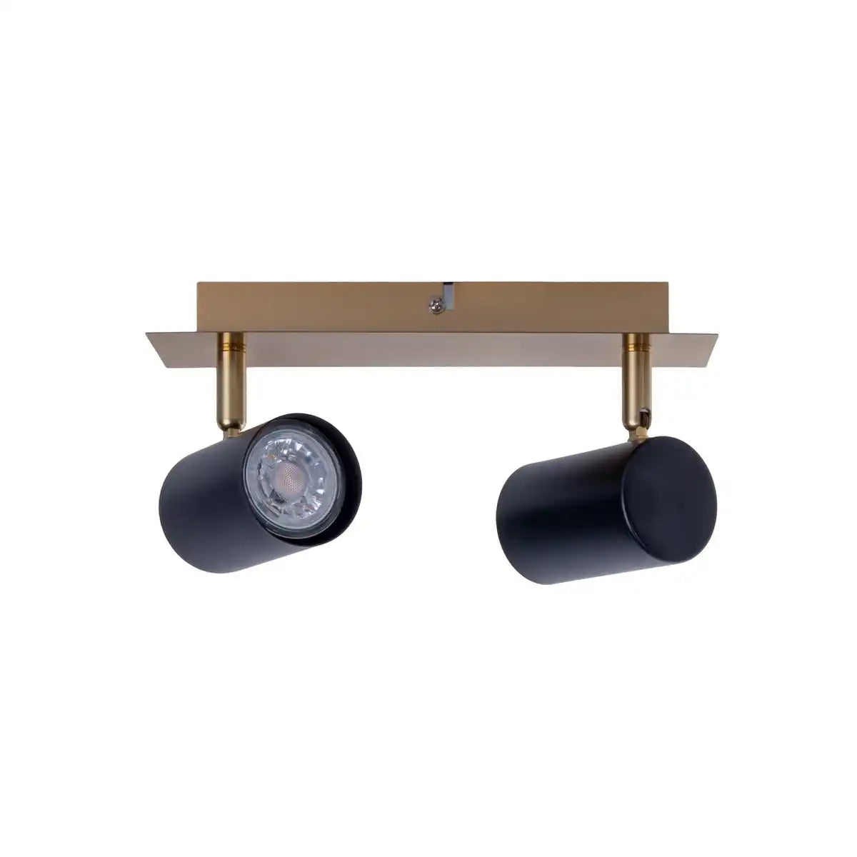 2er Wand- und Deckenleuchte "FRIDA" in Metall schwarz / Gold, Deckenstrahler, GU10, Deckenlampe für Esszimmer, Wohnzimmer, Diele oder Büro, 24 cm lang