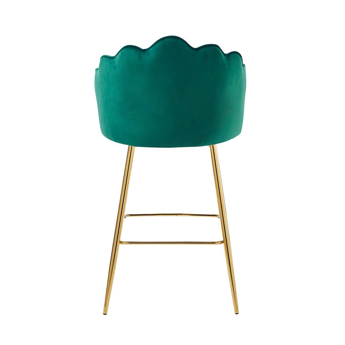 Barhocker Muscheldesign 2er Set aus Samt Grün