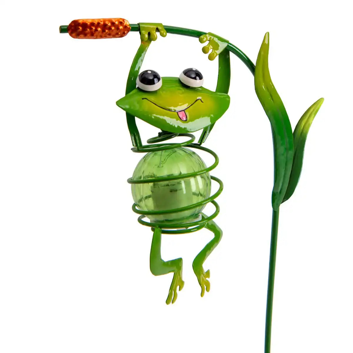 2er Set Solar-Deko-Hängeleuchte "FROSCH" ca. 20 und 66 cm hoch, aus bemaltem . Dämmerungssensor;