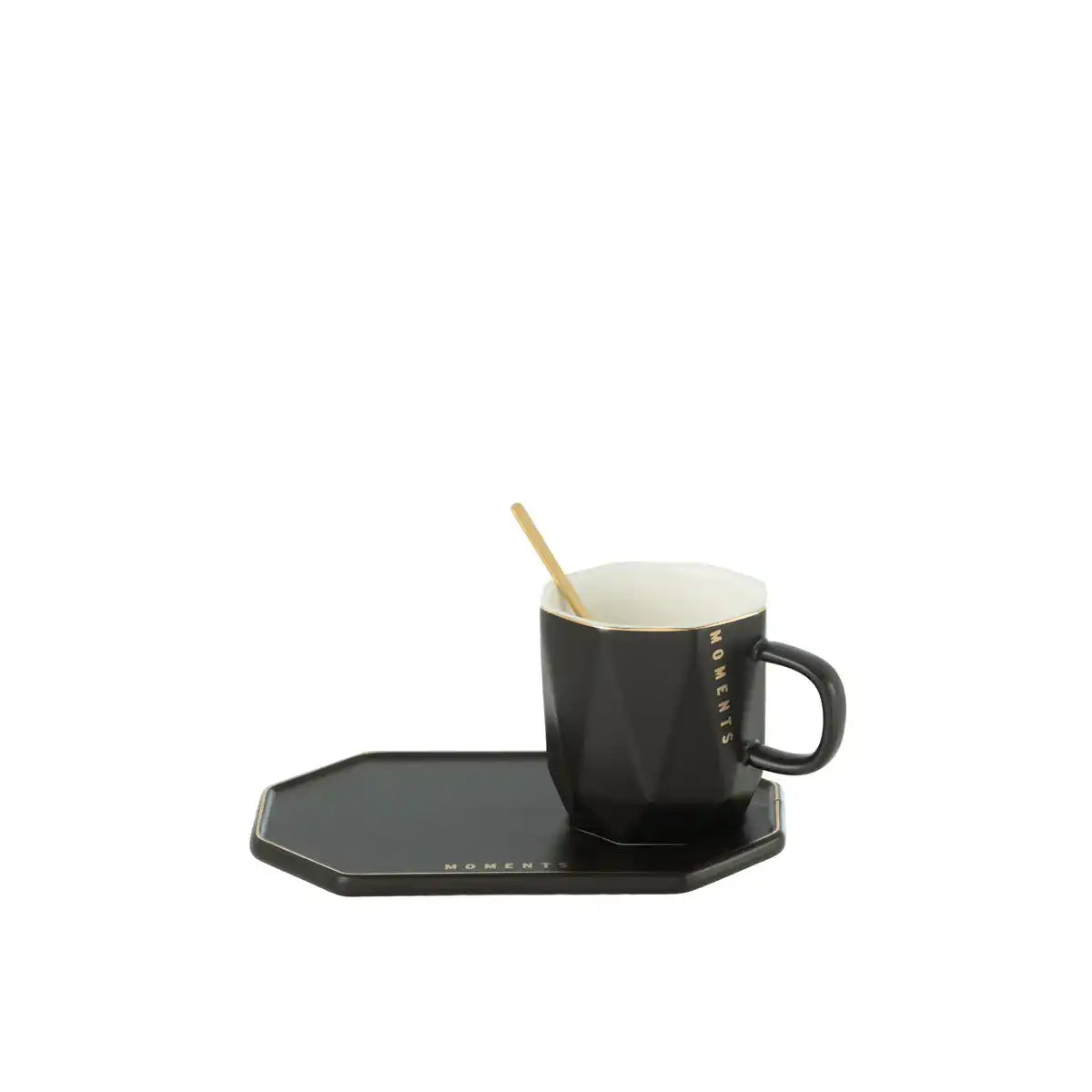 J-Line Tasse + Teller + Löffel Moments Keramik Schwarz