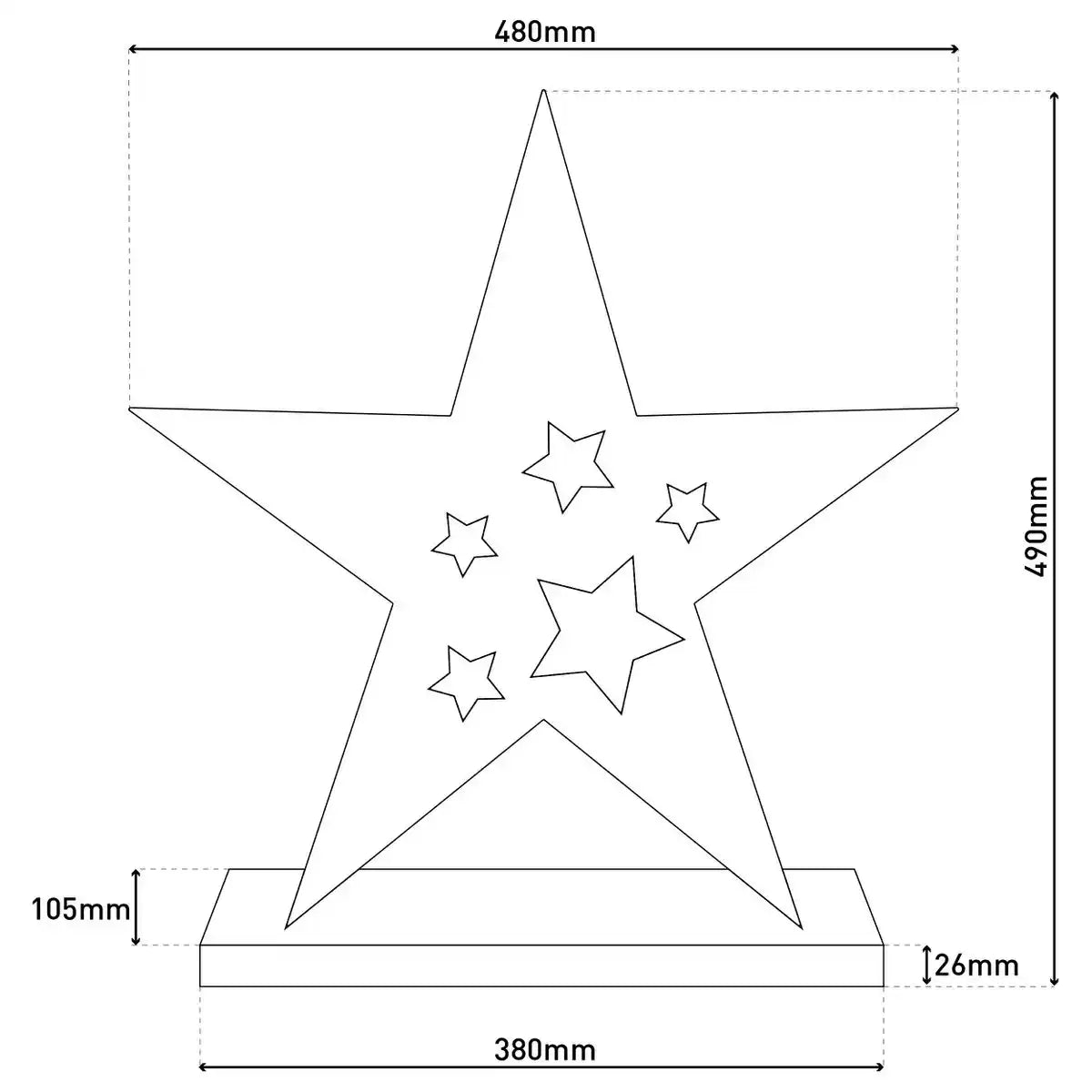 LED-Holzstern 49 cm hoch, Weihnachtsdeko aus Holz in natur, mit fest verbauten LEDs