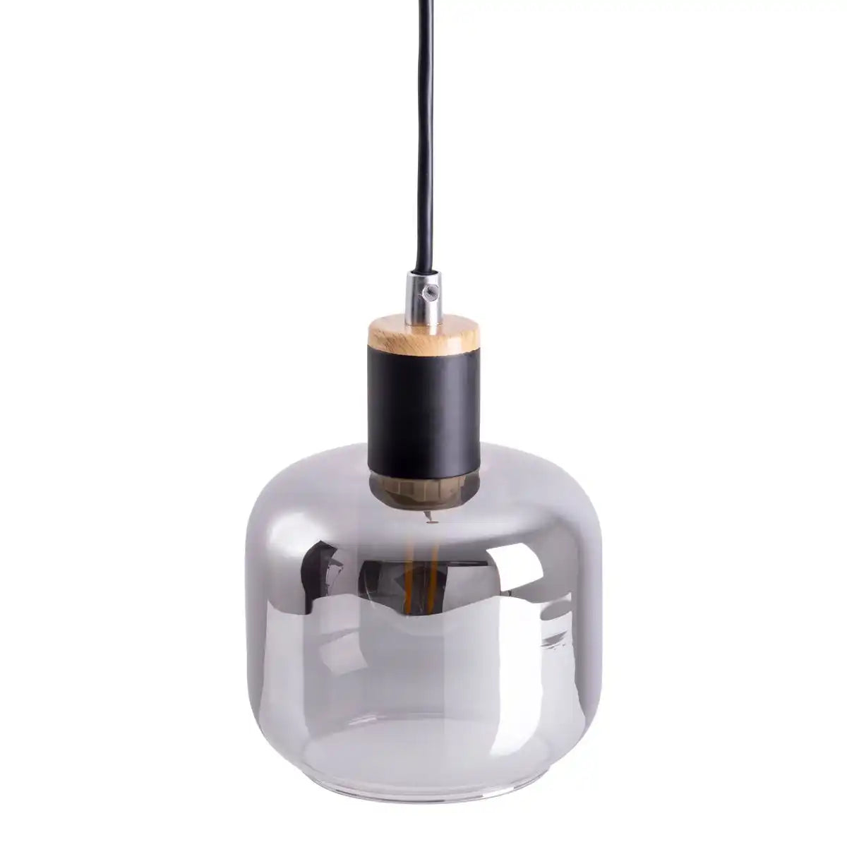 1er Pendelleuchte "FUMOSO", Pendellampe aus Metall und Glas in Schwarz,, mit E14-Fassung, für Esszimmer, Wohnzimmer, Diele oder Büro, Hängelampe 80 x 20 cm