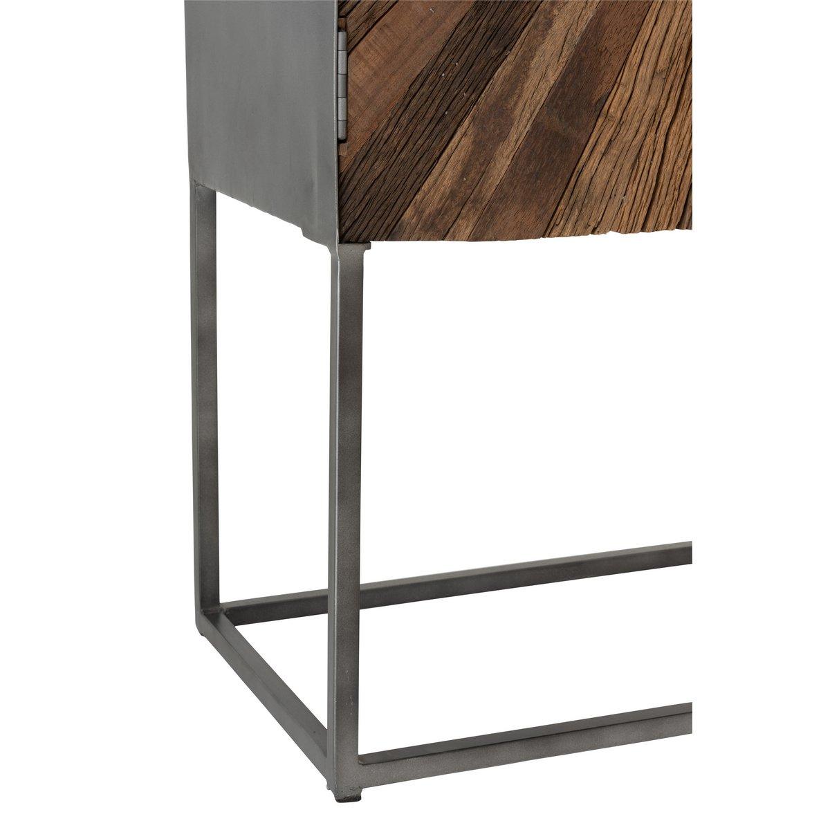 J-Line Barschrank Shanil 2 Türen Holz/Eisen Natur/Grau
