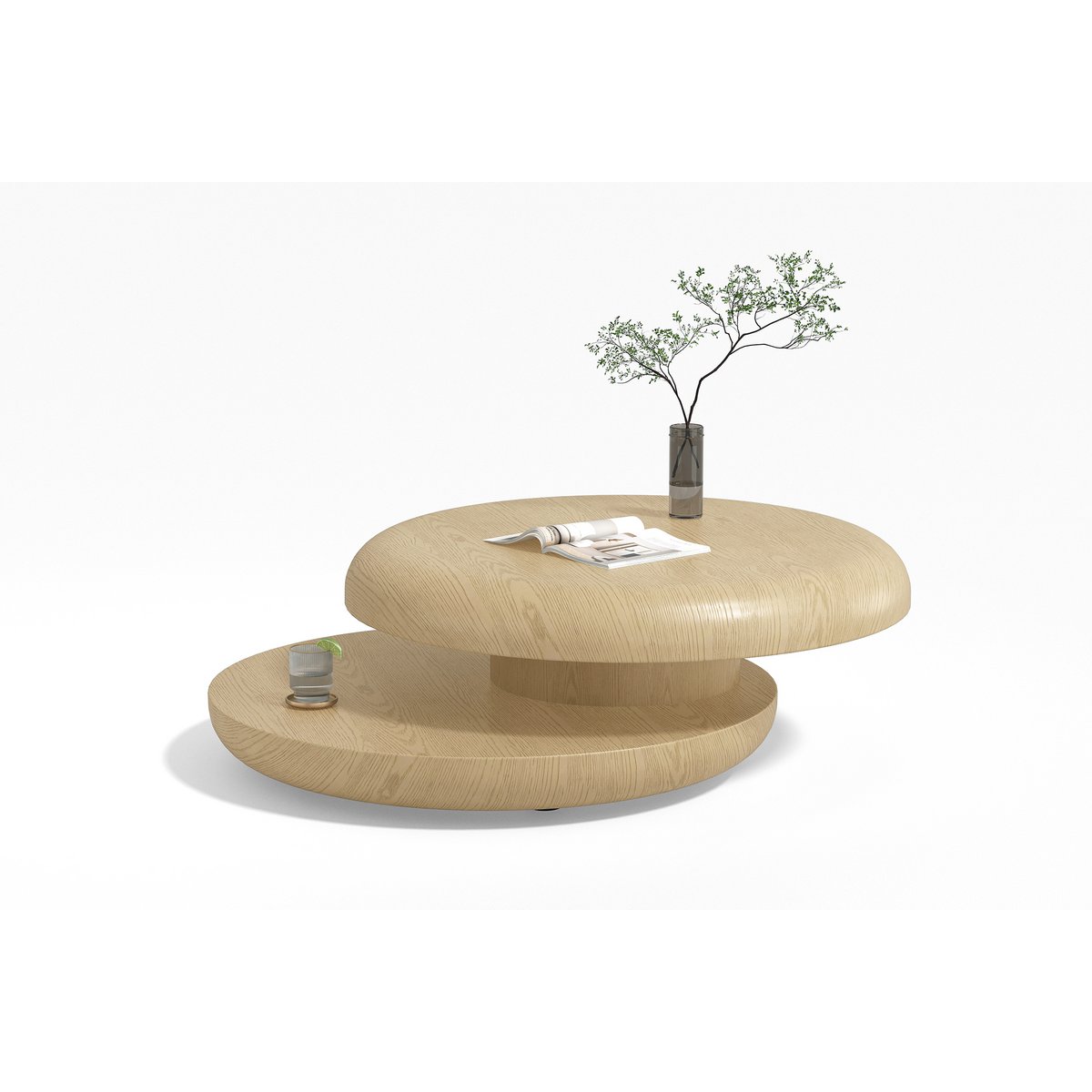 Couchtisch Ø 90 cm drehbar Natur