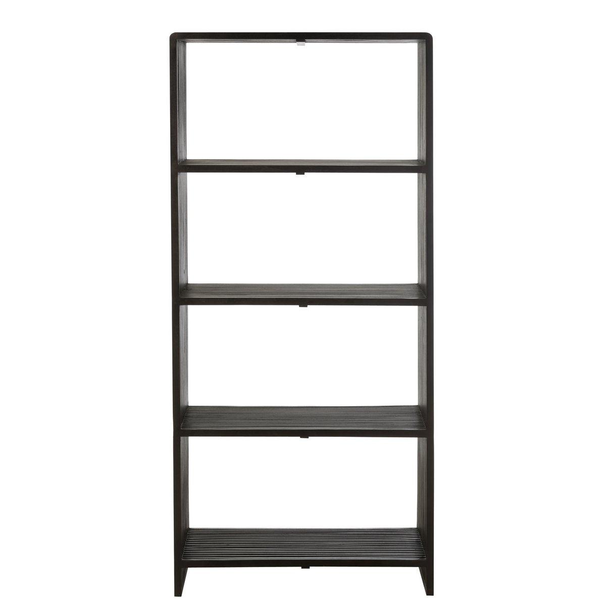 J-Line Bücherregal 4 Regale – recyceltes Holz – Schwarz