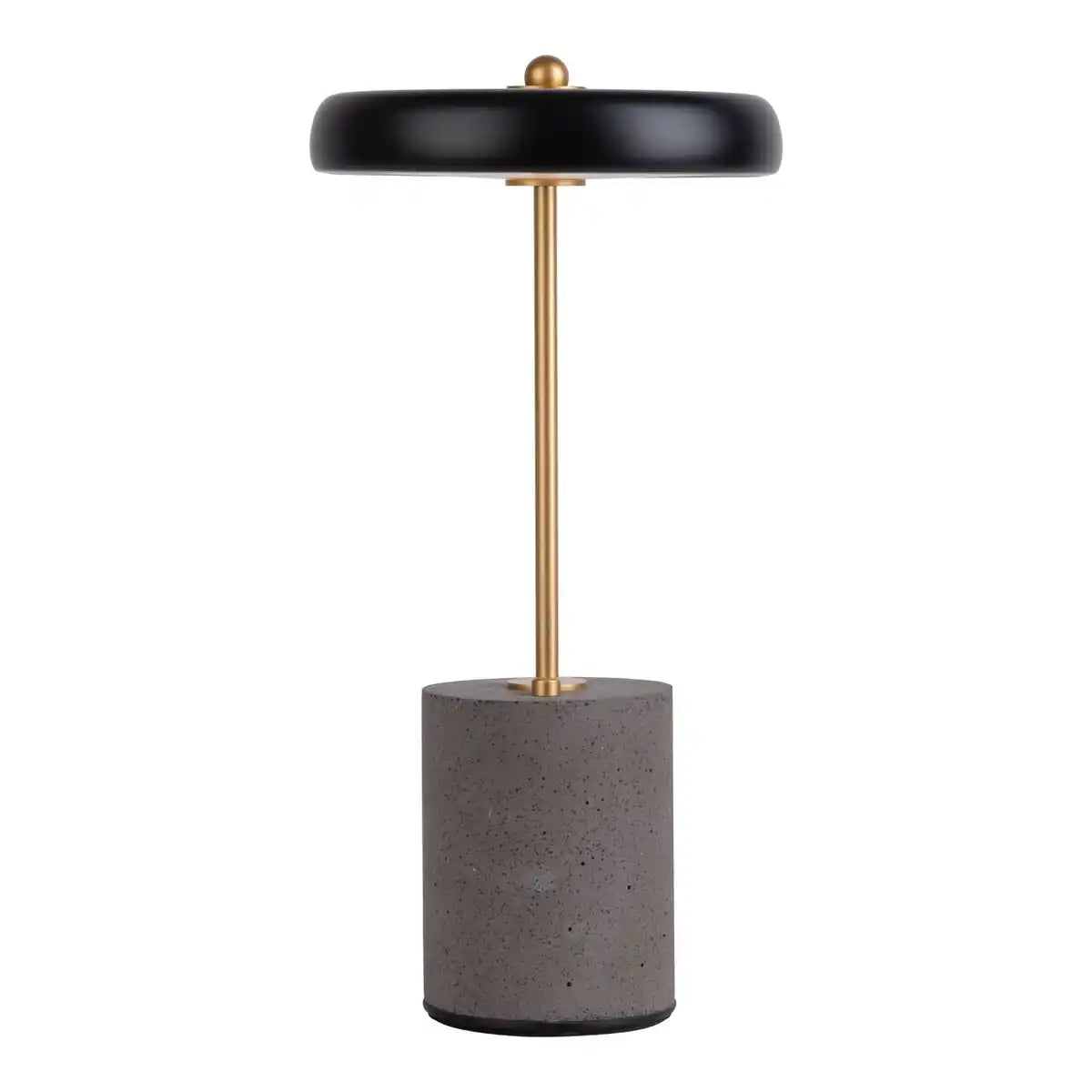 Akku Tischleuchte "SETA" schwarz 30 cm hoch aus Metall und Beton, mit fest verbauter LED