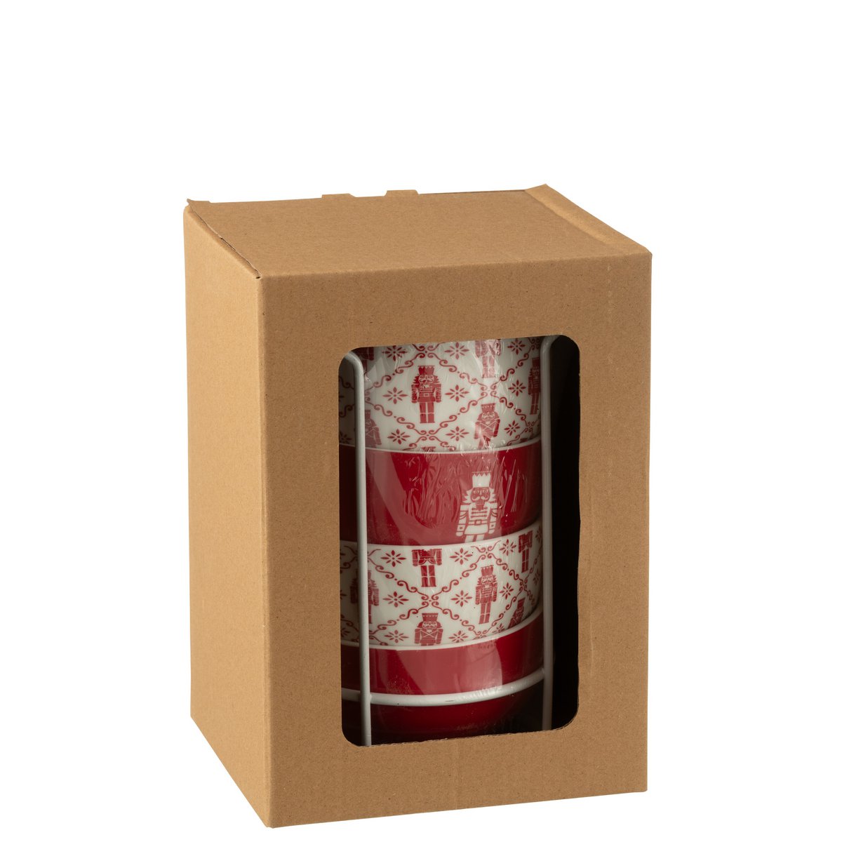 J-Line Box 4 Schüsseln + Sockel Metall Nussknacker Geschenkbox Keramik Rot
