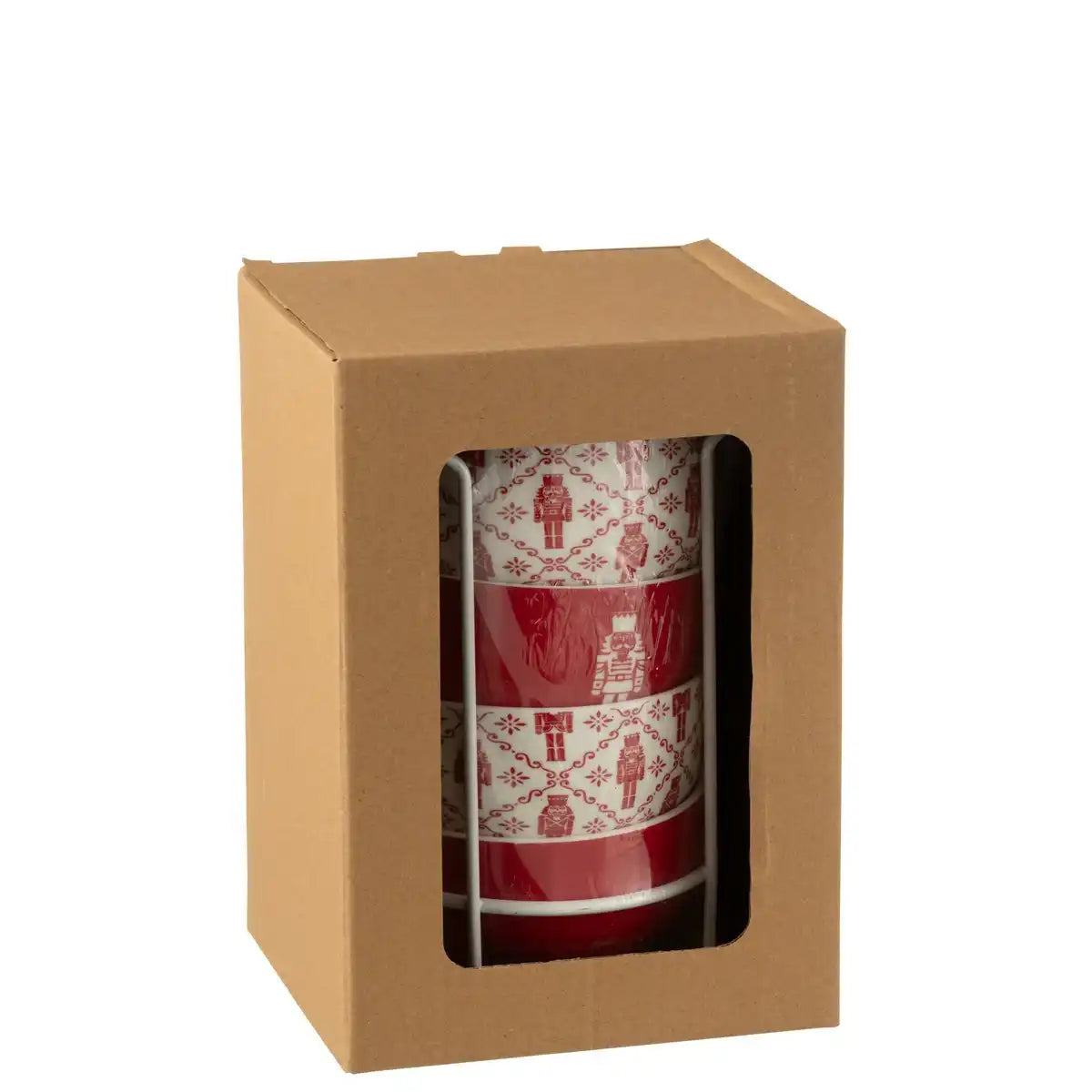 J-Line Box 4 Schüsseln + Sockel Metall Nussknacker Geschenkbox Keramik Rot