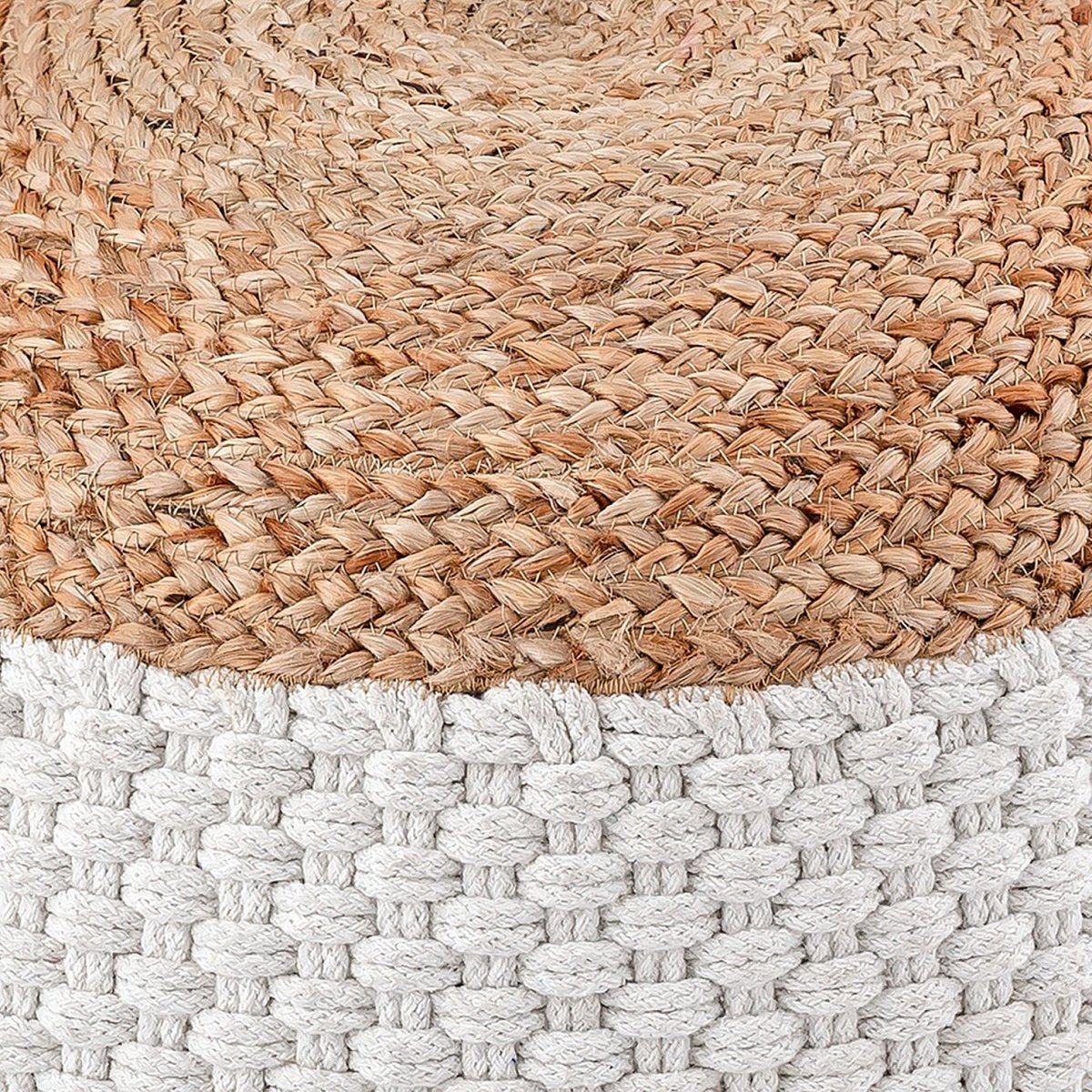 Sitzpouf Jute Sitzhocker rund 50x50 cm Sitzpouf Bodenkissen