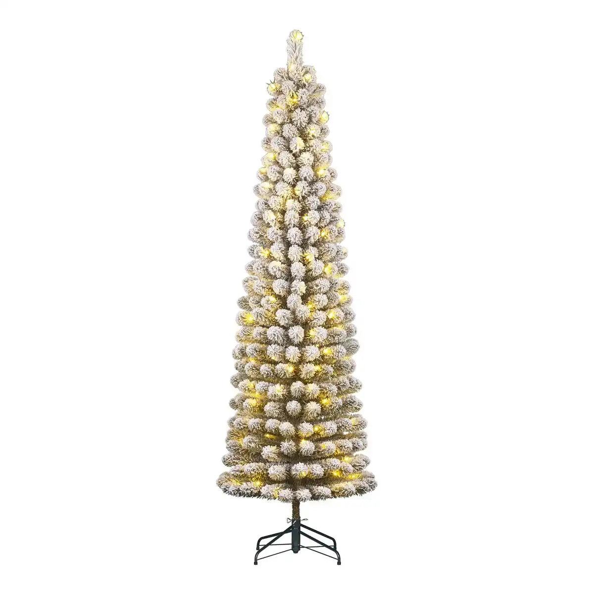 Künstlicher Weihnachtsbaum von Charlton mit warmweißer LED-Beleuchtung – H155 x Ø48 cm – Grün gefrostet