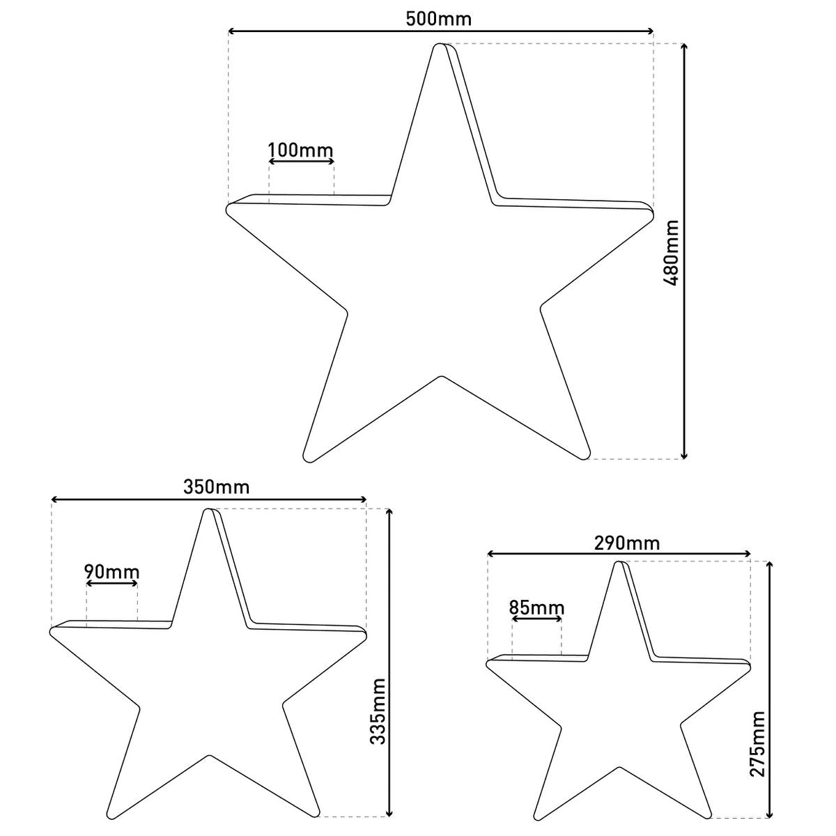 3er-Set LED-Deko-Weihnachtssterne braun
