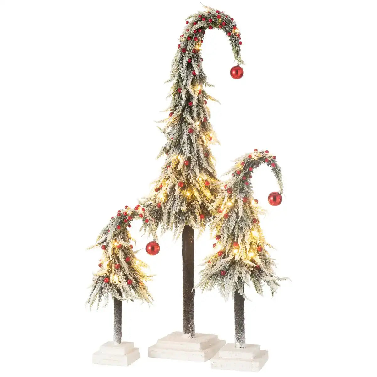 J-Line Weihnachtsbaumhut + LED Kunststoff Schnee Grün/Rot Groß
