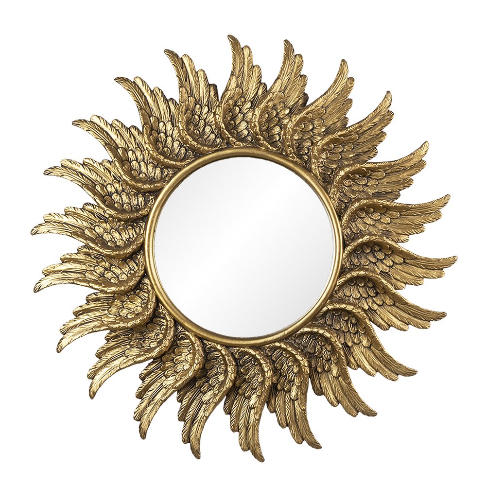 Wandspiegel „Sonne“ Massiv Goldfarben Ø 47 cm