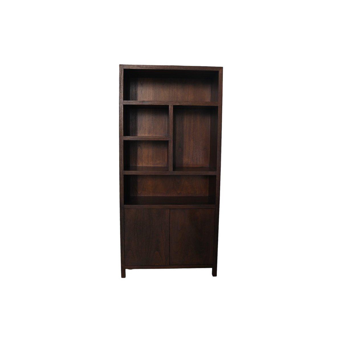 HSM Collection-Wandkast mit 5 Vakken R-100x42x215-Bruin-Teak Fineer