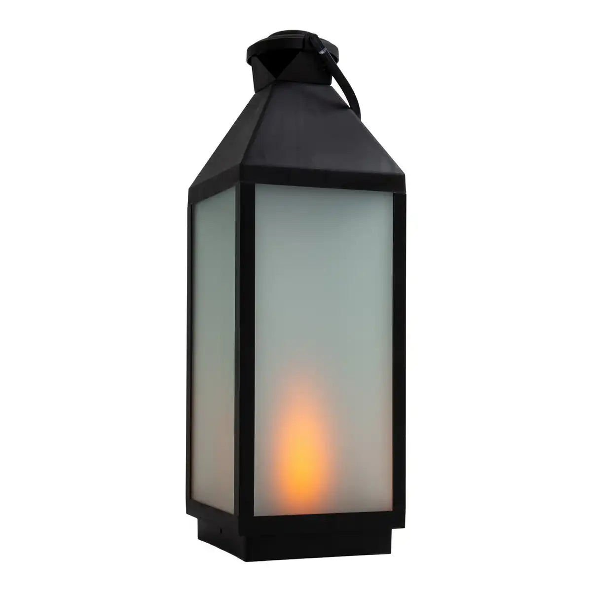 LED Dekoleuchte Laterne "DORIS" aus Kunststoff und Glas in Schwarz, integrierte LED, für Innen
