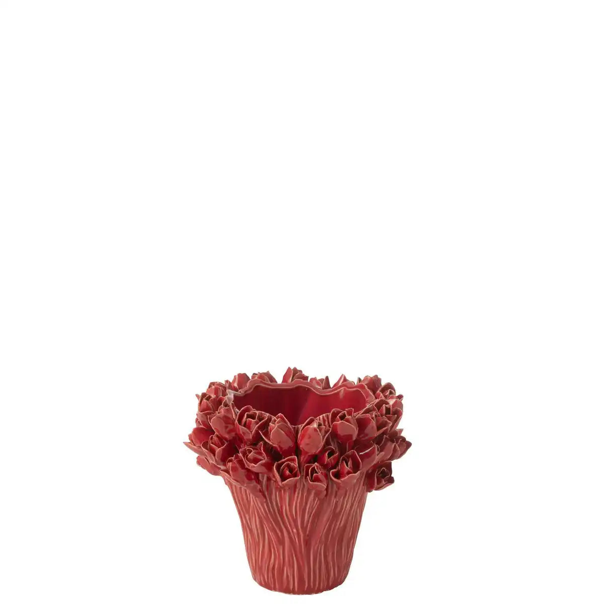 J -Line Vase Ambrosia - Keramik - Rot - klein - Ø 20,5 cm