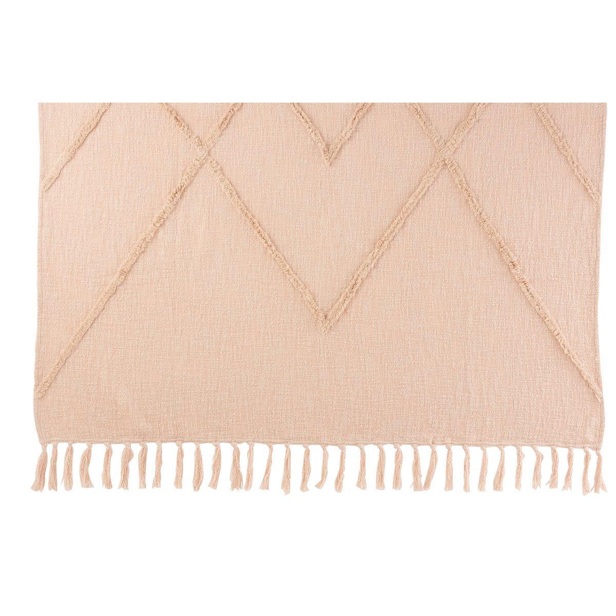 J-Line Plaid kariert – Baumwolle – Rosa – 130 x 170 cm