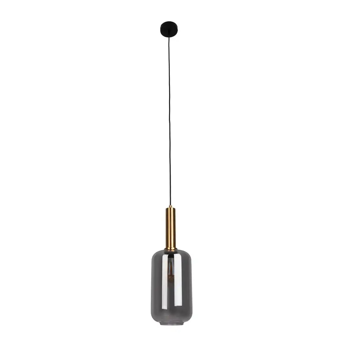 1er Pendelleuchte "FUMO", Pendellampe aus Metall und Glas in Schwarz, mit E27-Fassung, für Esszimmer, Wohnzimmer, Diele oder Büro, Hängelampe 150 x 22 cm