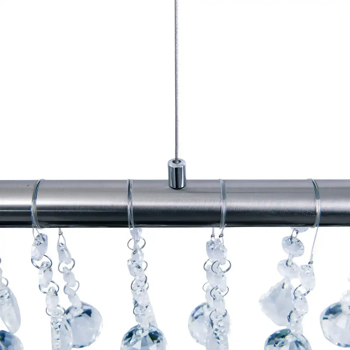 LED Pendelleuchte "NOBILIS" Länge ca. 100 cm, aus Metall und Kunststoff in satin-nickel, mit fest verbauten LEDs, Beleuchtung für Wohnzimmer, Esszimmer oder Büro