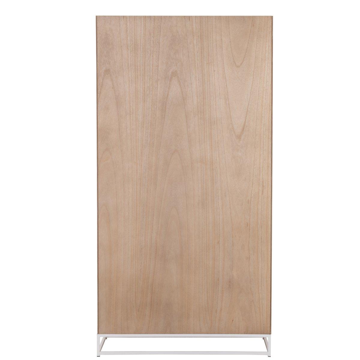 J-Line Schrank Hoch 2 Türen Zickzack – Holz/Metall – Natur/Weiß