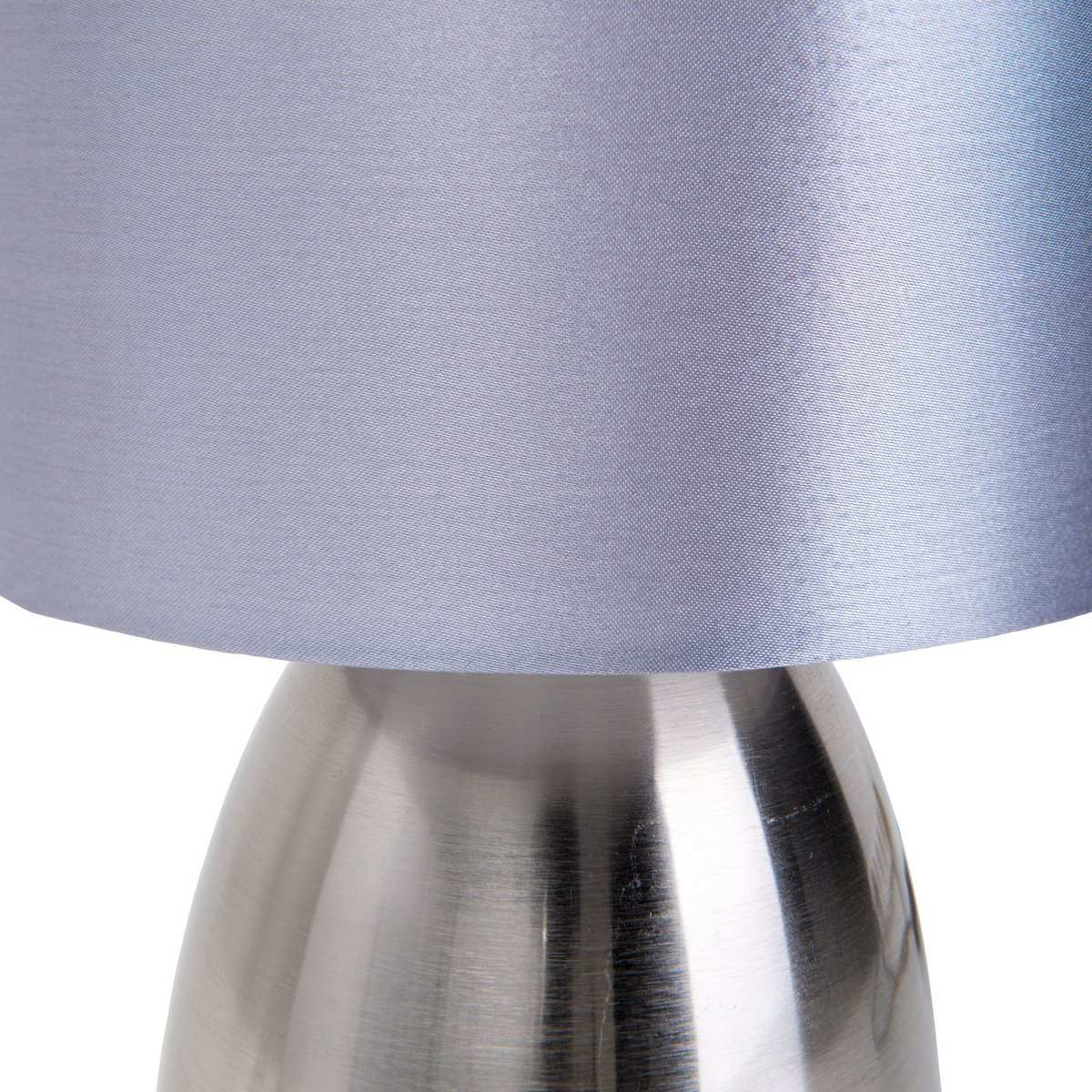 Tischleuchte "AURUM" 33 cm hoch in stahl-blank/grau, aus Metall und Textil, mit E14-Fassung, Beleuchtung für Esszimmer, Wohnzimmer, Diele oder Büro