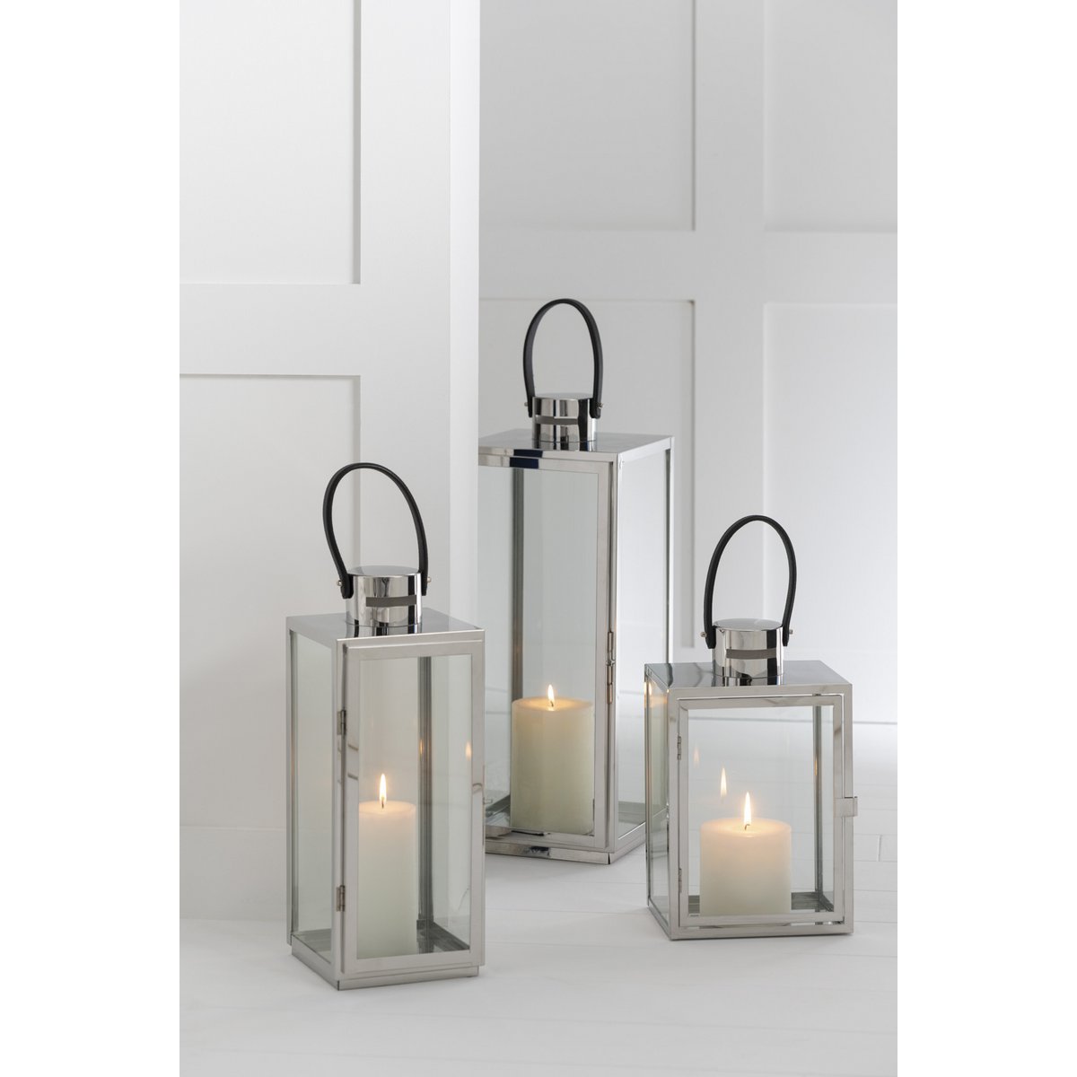 J -Line Lantern Rechteck - Metall/Glas - Silber