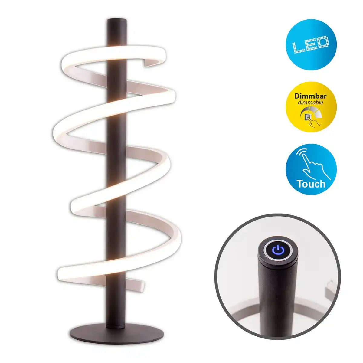 LED Tischleuchte "BELLEZA", moderne Tischlampe aus Metall und Kunststoff in Schwarz, und Weiß, mit fest verbauten LEDs, 50 cm hoch, Beleuchtung für Wohnzimmer, Esszimmer, Schlafzimmer oder Büro.