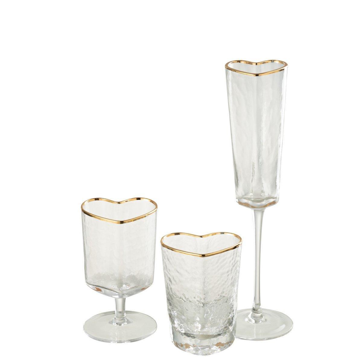 J-Line Champagnerglas Heart - Glas - Gold/Transparent