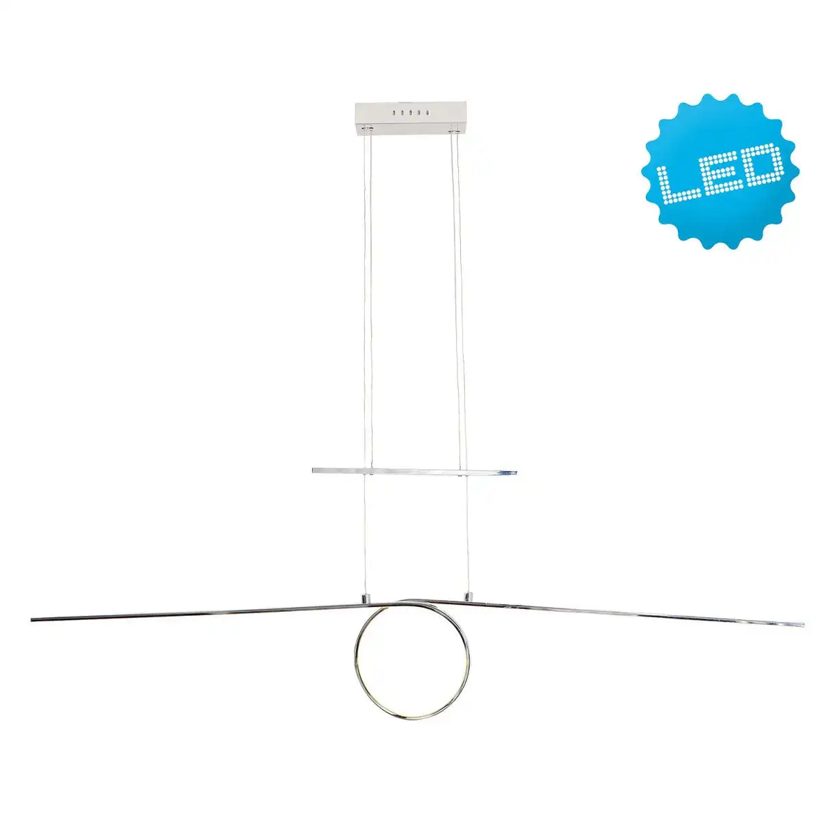 LED Gegenzug-Pendelleuchte aus Metall in Silber, mit integrierter LED - Pendel innen
