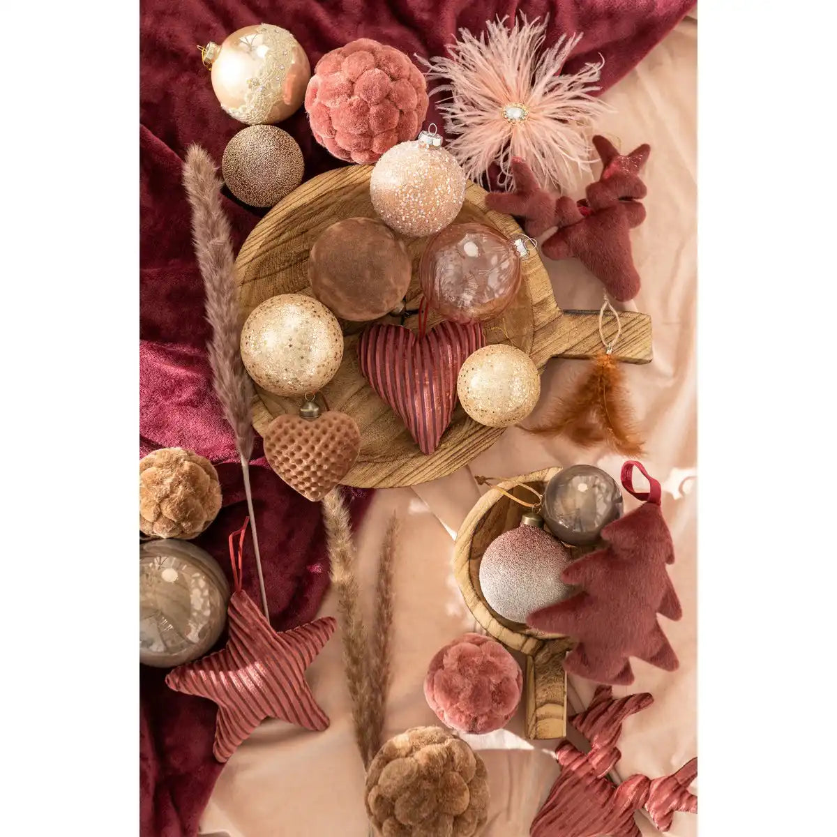 J -Linie Weihnachtsballstars - Glas - Bronze - klein - Box von 6