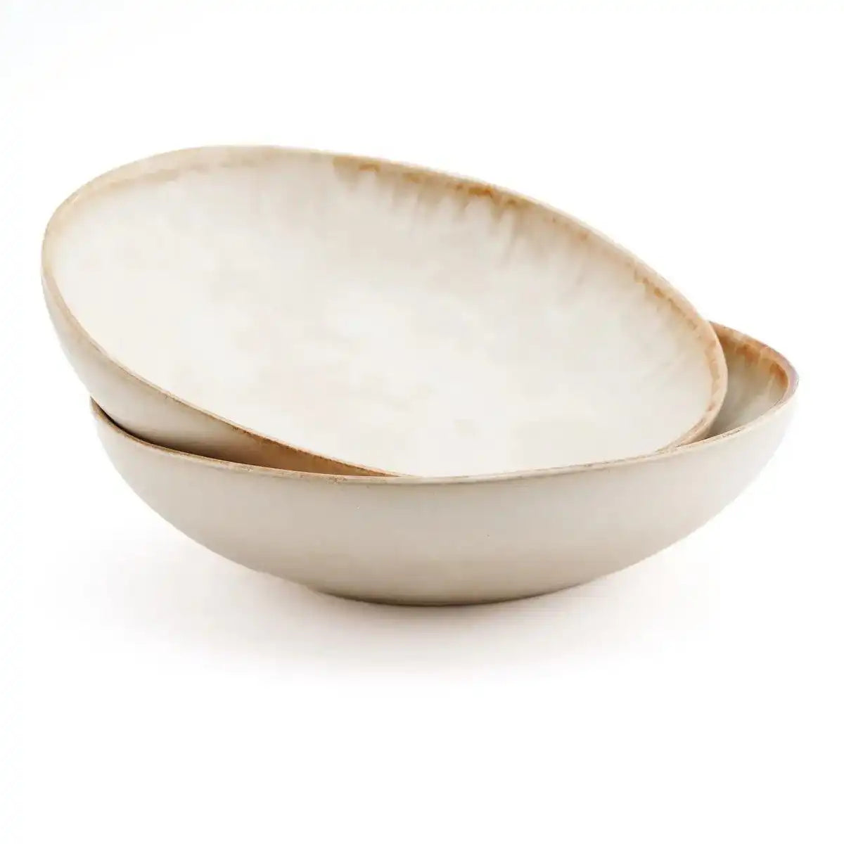 4er Set Keramik Cascais Pastateller Teller weiß mit Goldakzent - HomeDesign Knaus