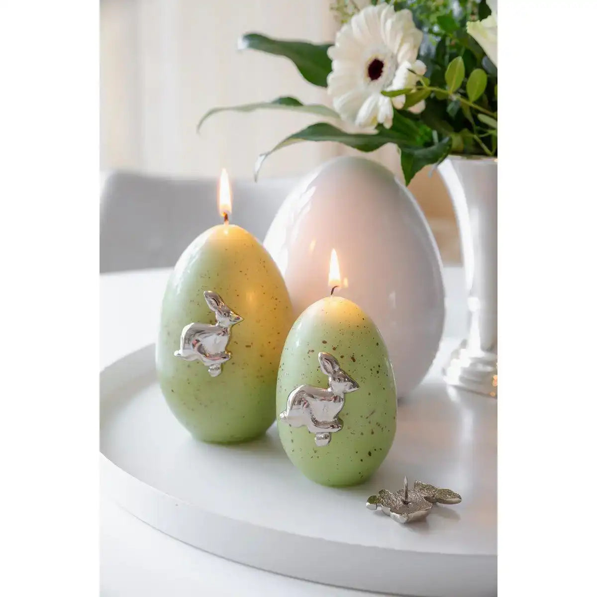 4er-Set Kerzenpin Hase (Höhe 4 cm), Aluminium vernickelt - HomeDesign Knaus