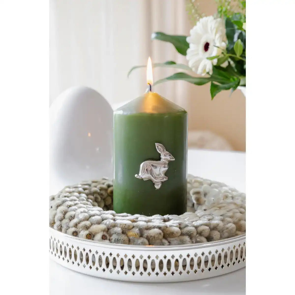 4er-Set Kerzenpin Hase (Höhe 4 cm), Aluminium vernickelt - HomeDesign Knaus