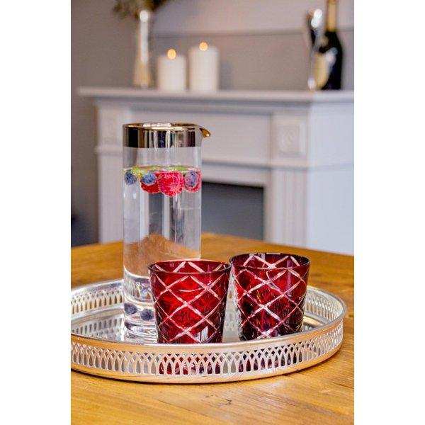 4er Set Kristallglas Gläser Becher Dio blau Rubin rot H 8 cm - HomeDesign Knaus