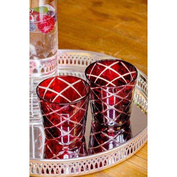 4er Set Kristallglas Gläser Becher Dio blau Rubin rot H 8 cm - HomeDesign Knaus