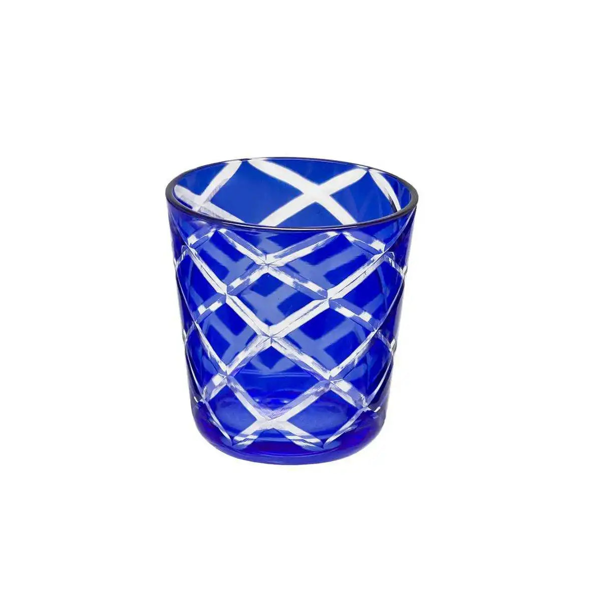 4er Set Kristallglas Gläser Becher Dio blau Rubin rot H 8 cm - HomeDesign Knaus