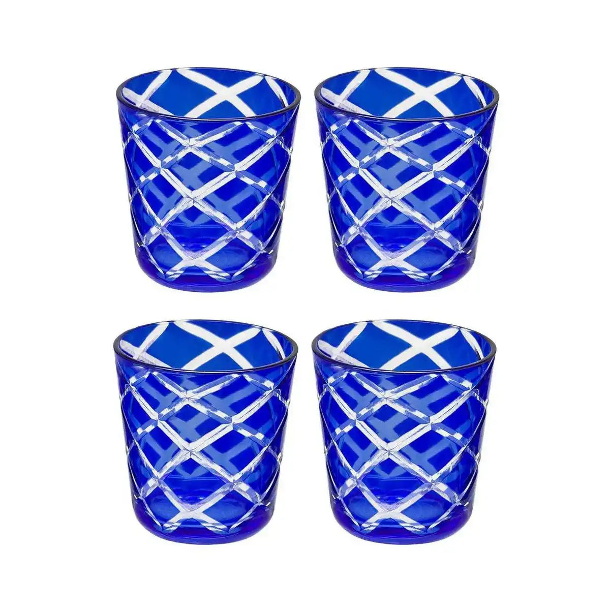 4er Set Kristallglas Gläser Becher Dio blau Rubin rot H 8 cm - HomeDesign Knaus