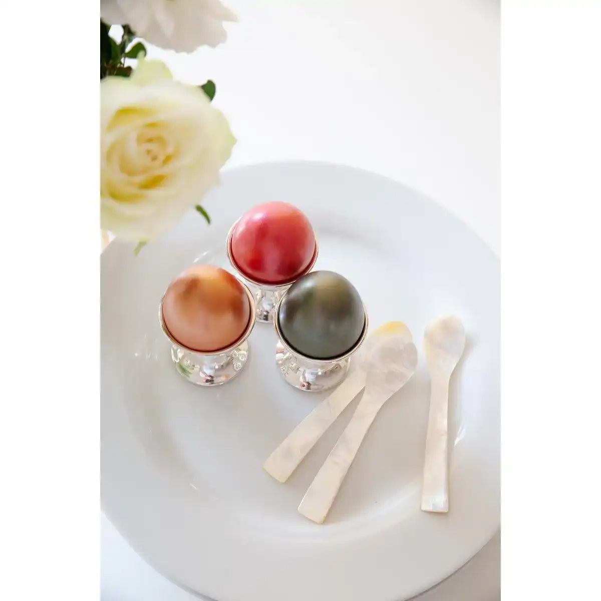 4er Set Perlmuttlöffel Kaviarlöffel Eierlöffel, gerade Ecken, Länge 12 cm - HomeDesign Knaus