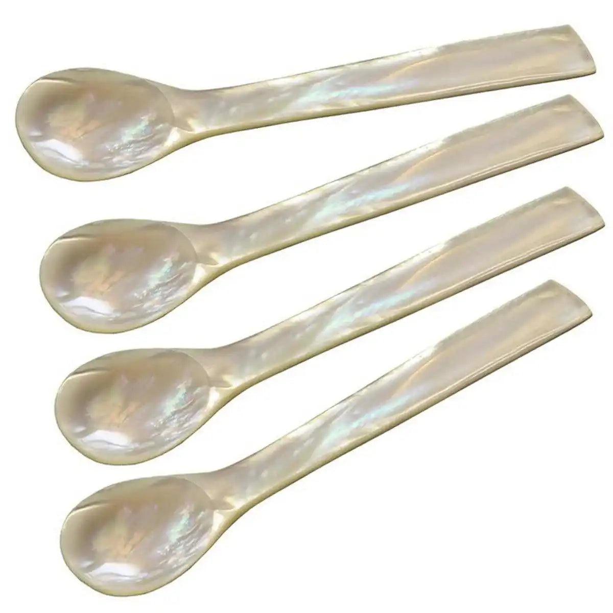4er Set Perlmuttlöffel Kaviarlöffel Eierlöffel, gerade Ecken, Länge 12 cm - HomeDesign Knaus