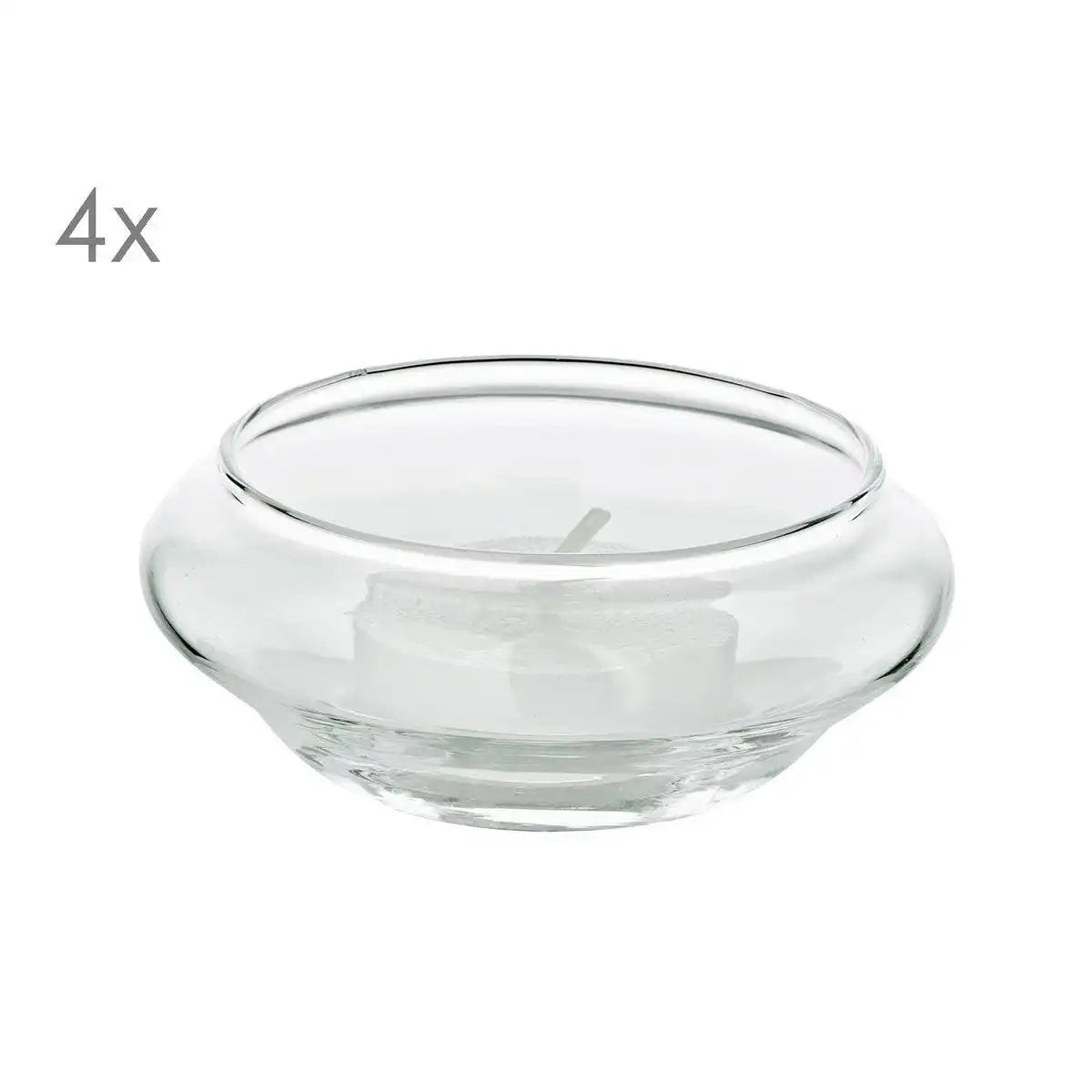 4er Set Schwimm-Teelichthalter Iris, mundgeblasenes Glas, Durchmesser 8 cm, Höhe 4 cm - HomeDesign Knaus
