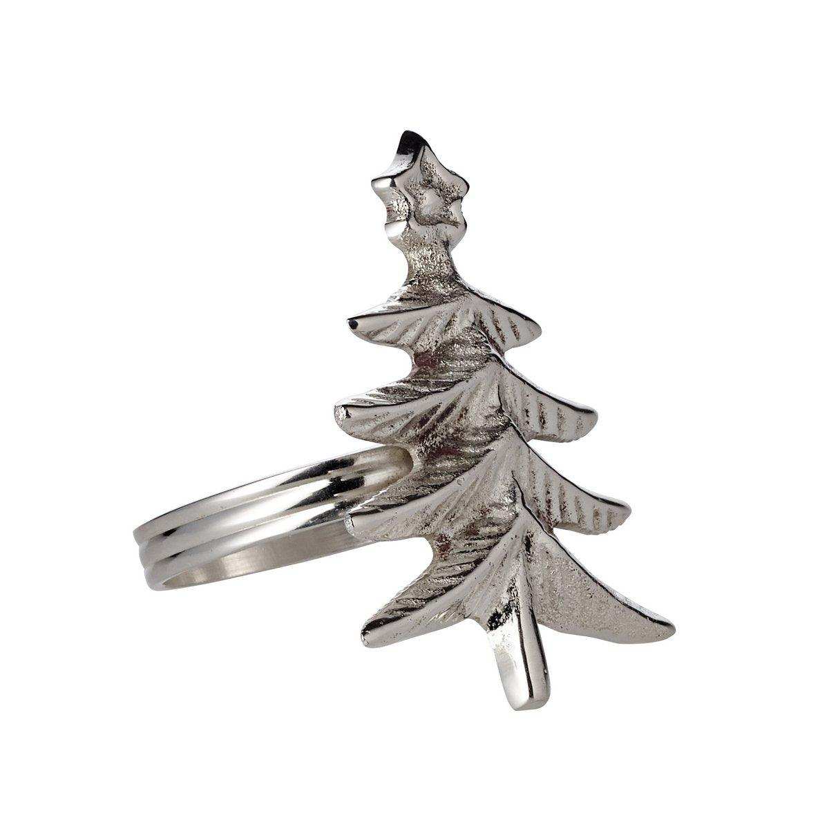 4er Set Serviettenring Tanne, edel versilbert, Höhe 5 cm, Durchmesser 4,5 cm - HomeDesign Knaus