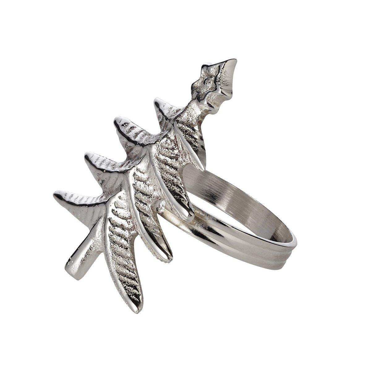 4er Set Serviettenring Tanne, edel versilbert, Höhe 5 cm, Durchmesser 4,5 cm - HomeDesign Knaus