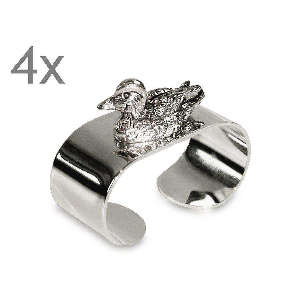 4er Set Serviettenringe Ente edel versilbert - HomeDesign Knaus